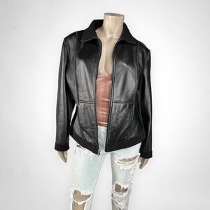 WILSONS Leather LARGE Reversible‎ Black Leather Jacket